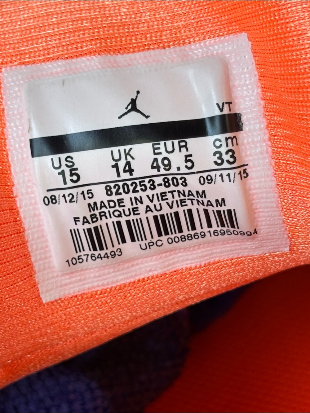 Jordan Men’s Bright Neon Orange Athletic Shoes Size 15 - Picture 9 of 16